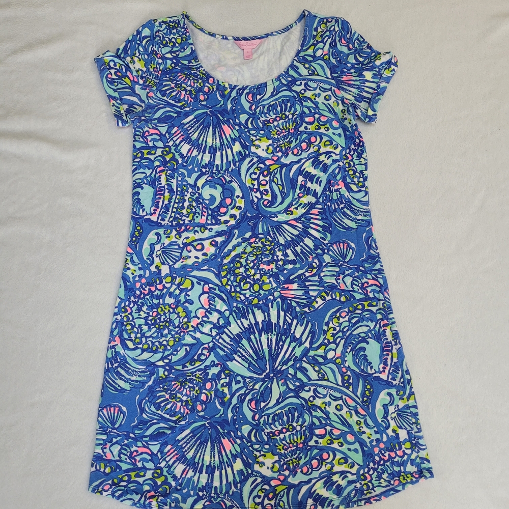 Lilly Pulitzer Vibrant Blue and Pink Midi Dress